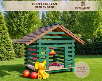 Planos de casa de juegos triangular para niños, casa de actividades para niños, plano de casa de jardín de madera arquitectónica, bricolaje con descargas digitales.