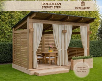Garden Pergola Gazebo Building Plans - DIY Garden Pergola Plans | Step by Step PDF Guide