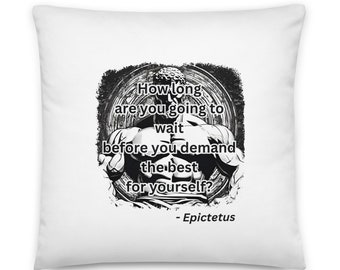 Stoic Quotes Basic Pillow con el filósofo estoico Epicteto - taza de filosofía estoica que es un buen regalo de estoicismo para él