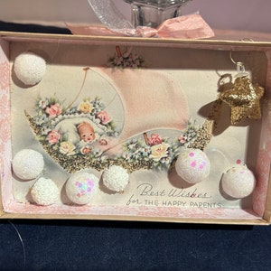 Beste wensen aan de Happy Parents vintage schaduwdoos, diorama, 1940's kaart met versieringen Gratis verzending