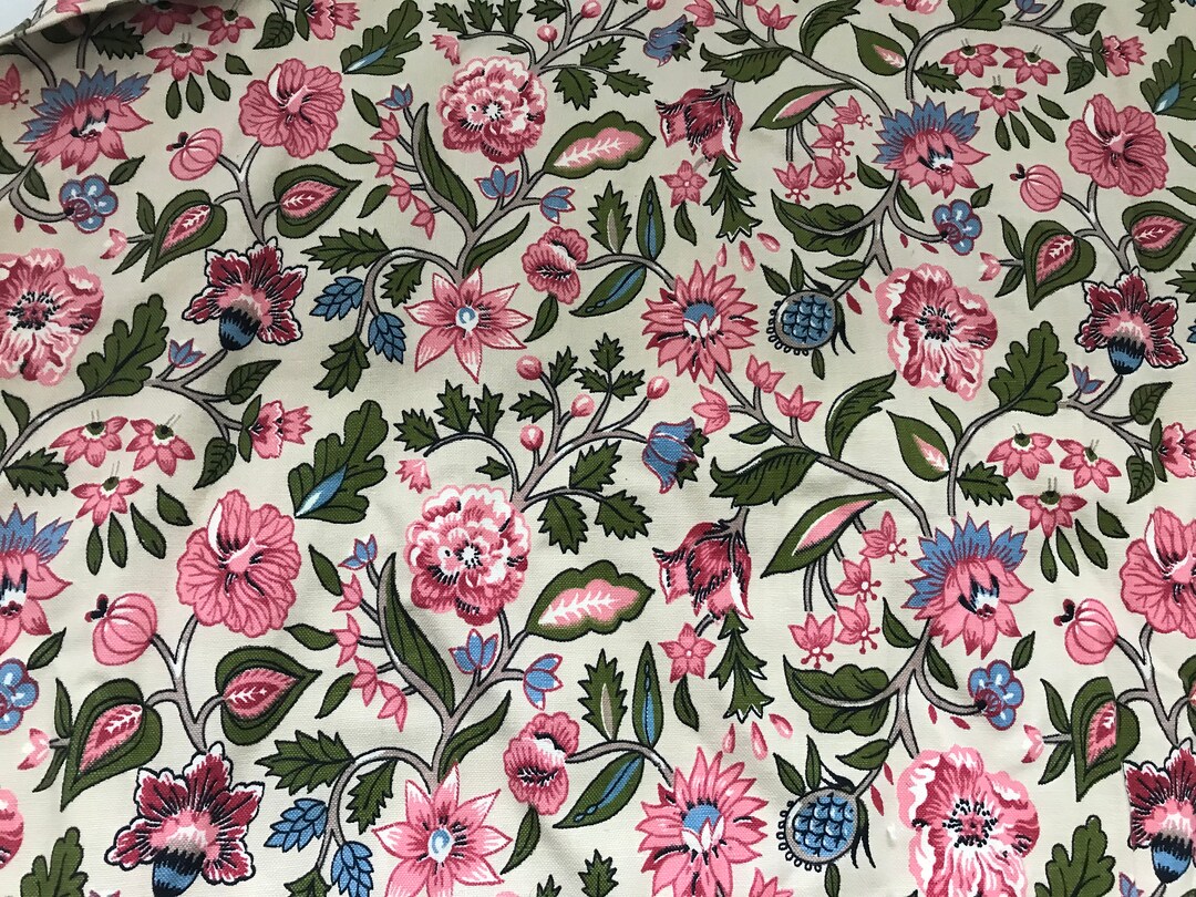 Decorator Weight Fabric Floral Fabric Crewel Design Printed Etsy Sweden