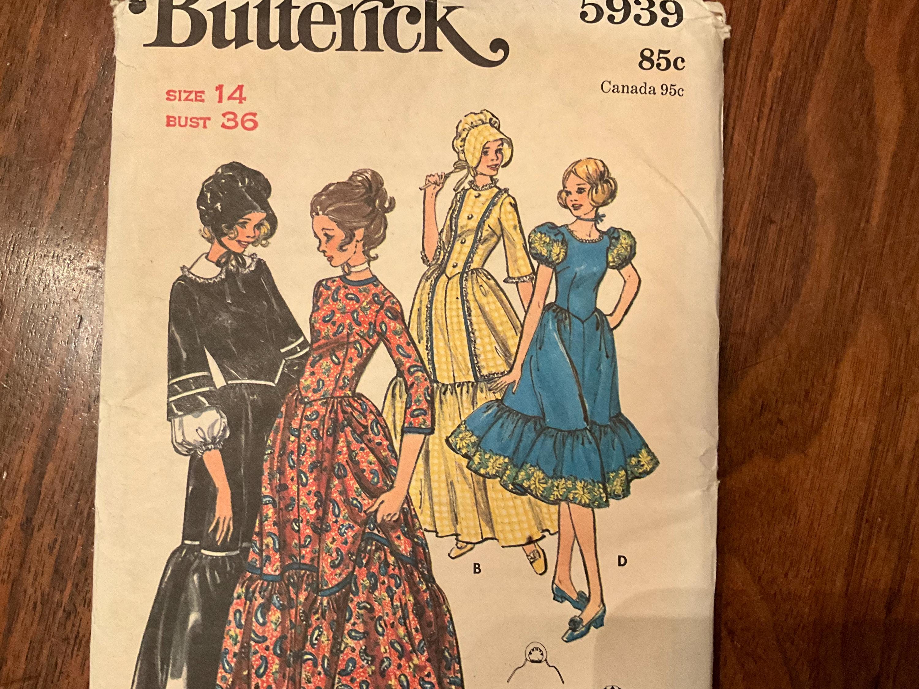 Frontier Design Pattern Frontier Costume Sewing Pattern, Butterick #5939, Misses Size 14 - Etsy