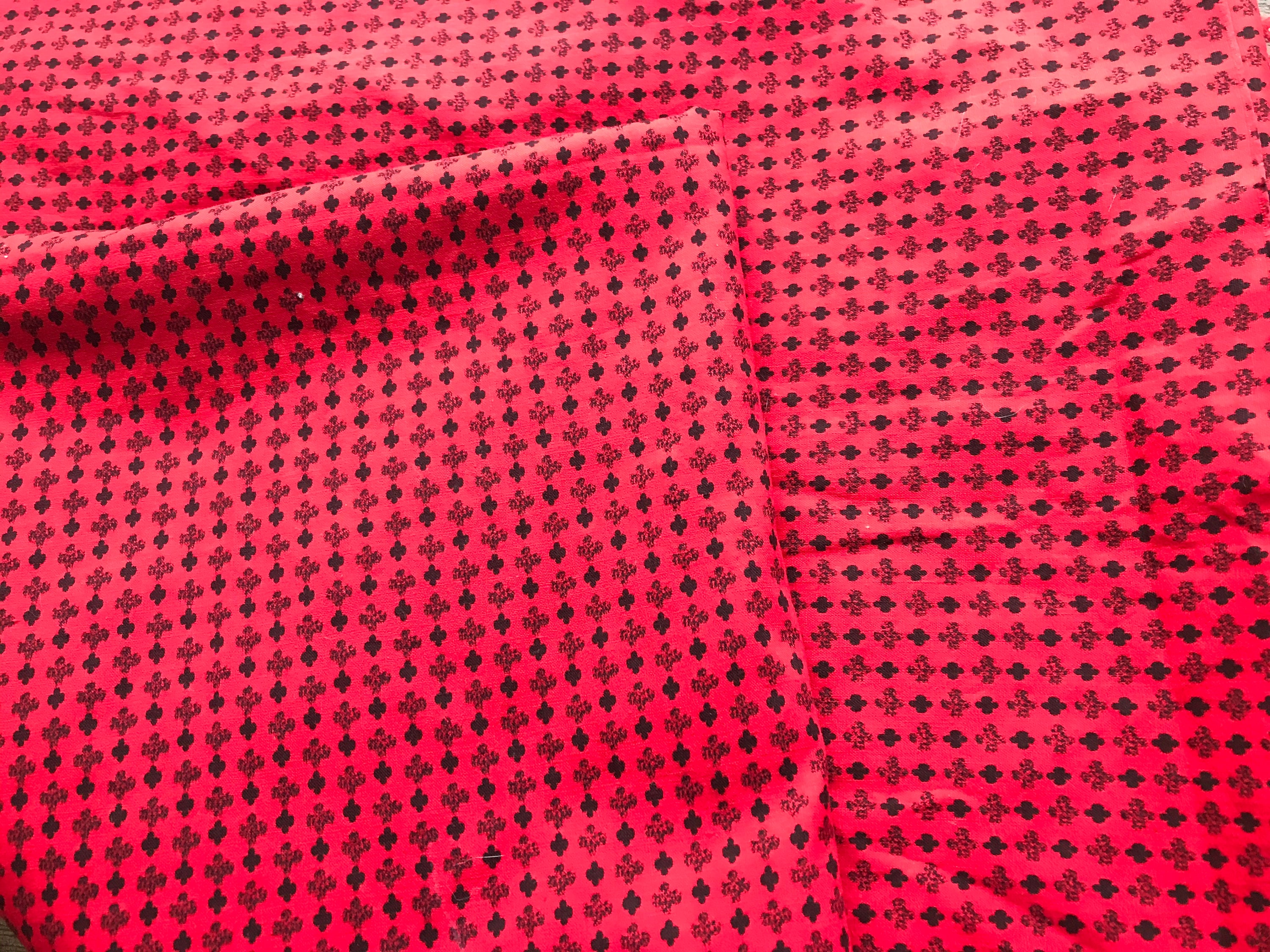 Cotton Print Fabric Red and Black Small Print Geometric - Etsy UK