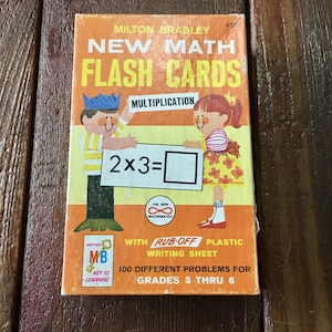 Midcentury flash cards - math multiplication flashcards
