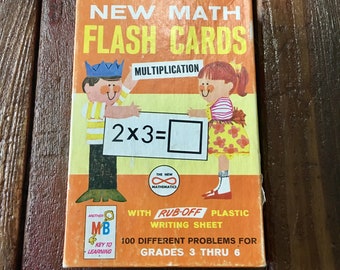 Midcentury flash cards - math multiplication flashcards