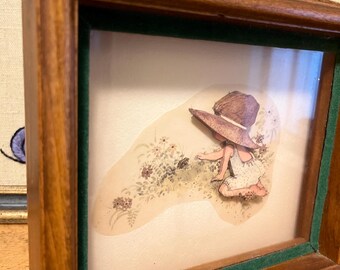 Vintage shadow box wall art - cottagecore