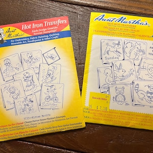 Two Aunt Martha’s iron on transfers for embroidery