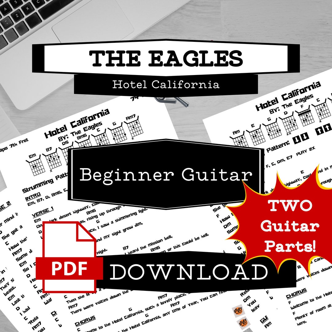Beginner Easy Guitar Song Sheet Package Hotel California By: the Eagles ...
