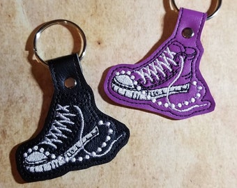 Chucks and Pearls Keychain Inspired Embroidery Key fob backpack clip Zipper Pull