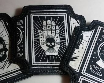 Tarot Cards Coaster Set 4 Vinyl cork felt embroidered retro rockabilly horror Ouija Witch