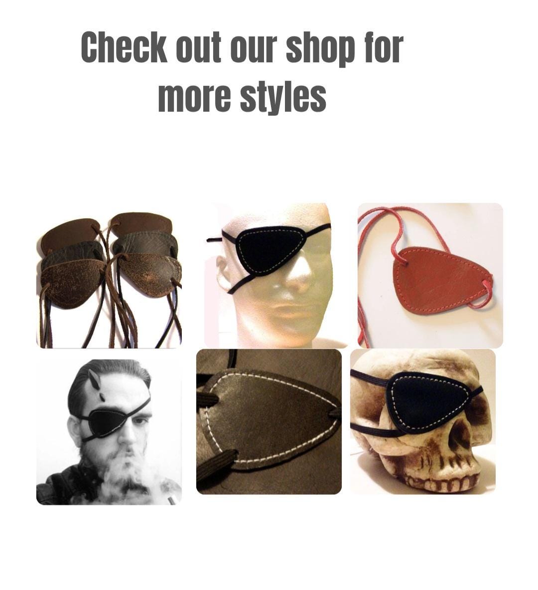 Black Leather Eye Patch Black Stitching Pirate Cosplay Costume