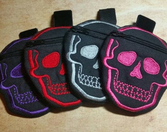 Mini Skull zip coin pouch, Key chain, Earbud case