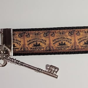 Ouija Board Keychain Black Webbing Ribbon Wristlet Key Ring Zipper Pull Bag Tag Tarot Witches