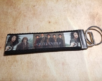 Outlander Inspired Keychain Webbing Ribbon Wristlet Key Ring Zipper Pull Bag Tag