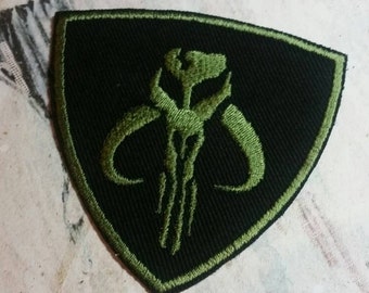 Mandalorian Woven patch  Bounty Hunter Boba Fett Star Wars Embroidery Black Green