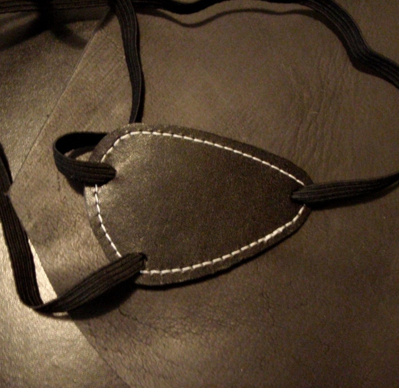 Black Leather White Stitching Metal Gear Solid Snake Big Boss Inspired Cosplay Costume Eye Patch by Darkwear Clothing