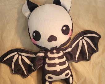 Skeleton bat plush alt creepy goth toy