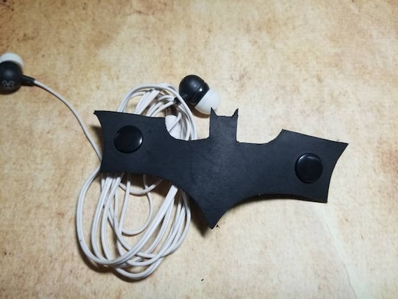 Black Leather Cord Keeper Bat Batman Cable Organizer Tidy Wrap - Etsy
