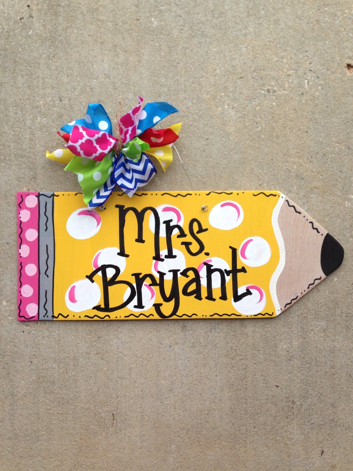 Monogrammed Teachers Pencil. Wooden door hanger.  Teacher Appreciation. Teacher name. Back to School, wooden sign