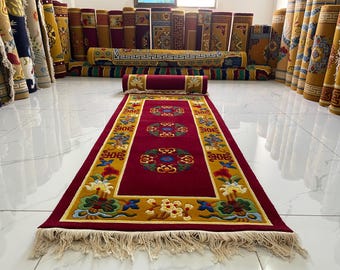 手織りチベット曼荼羅ラグ：ヴィンテージネパールカーペット（3 x 6