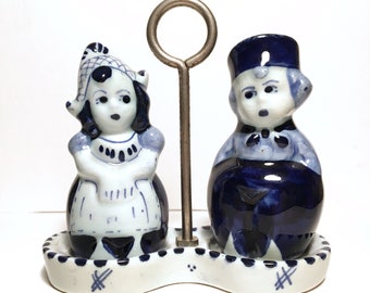 Vintage Delft Blue Cute Couple Salt & Pepper Shakers, Dutch Ceramics