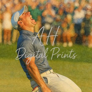 Rory McIlroy - Grand Slam Winner 2025 (water painting digital print)