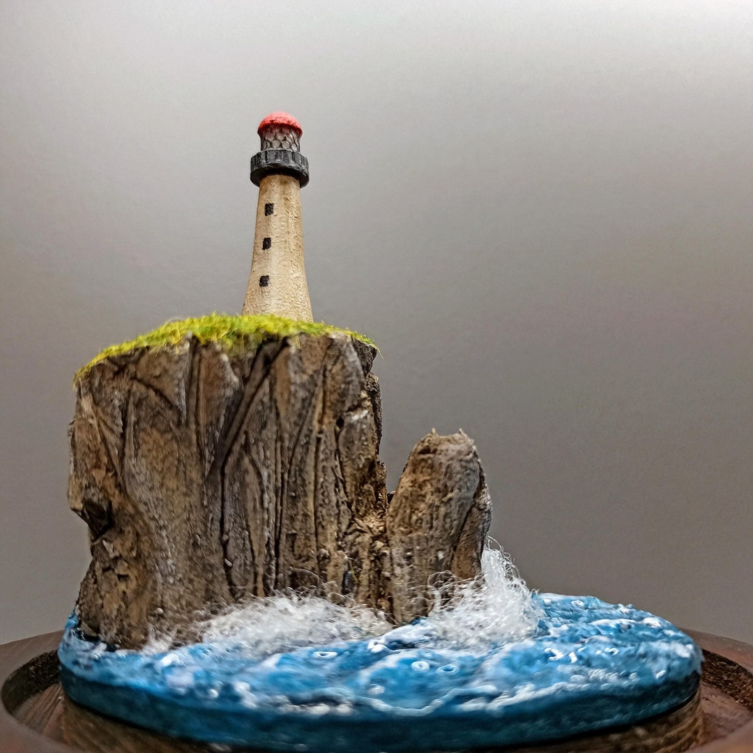 Lighthouse Ball Lighthouse on the Cliff Glass Ball Diorama - Etsy