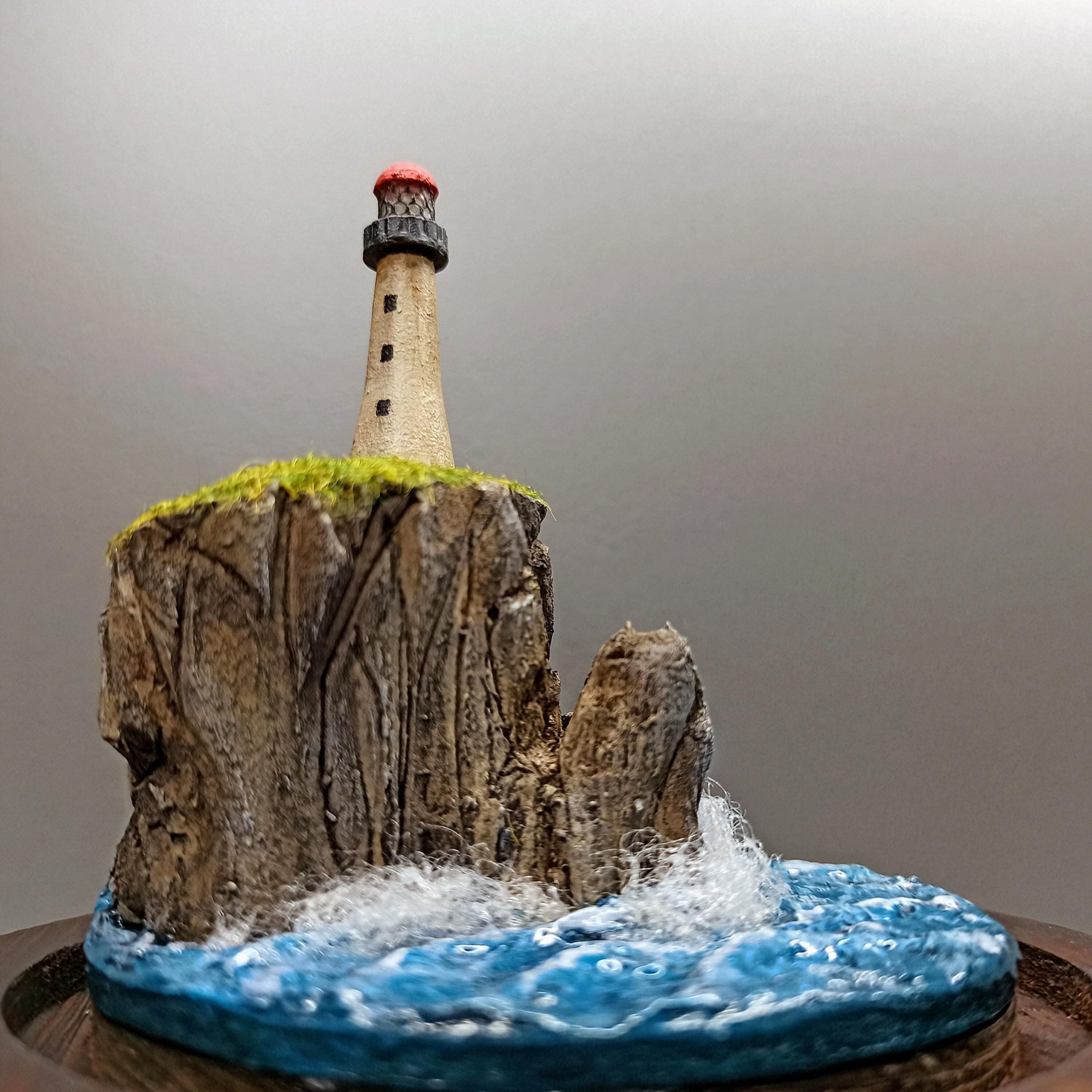 Lighthouse on the Cliff Glass Ball Diorama - Etsy
