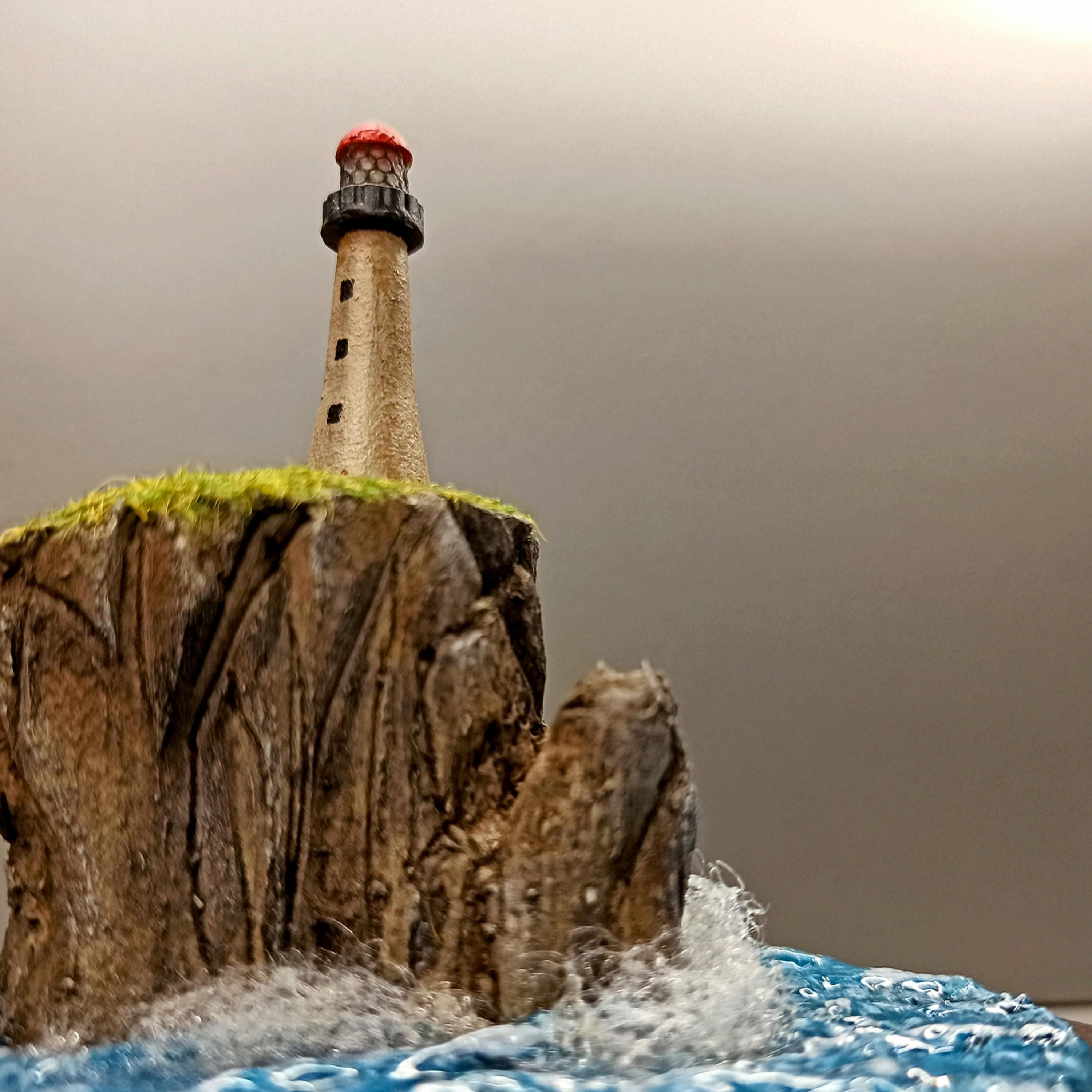 Lighthouse on the Cliff Glass Ball Diorama - Etsy