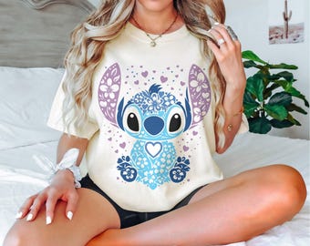 Retro Stitch Flower Shirt, Disney Lilo And Stitch Shirt, Disney Stitch Floral Shirt, Disney Shirt, Disney Characters Shirt, Disney Gifts