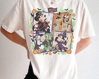 Camiseta de Halloween de Disney con Mickey y sus amigos, camiseta de Halloween de Mickey Mouse, camiseta para viaje familiar a Disney, atuendo de Halloween para Magic Kingdom, temporada espeluznante