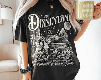 Vintage The Happiest Place One Earth Shirt, Retro Disneyland Shirt, Mickey Minnie Shirt, Magical Castle Shirt, Disney Vacation Shirt