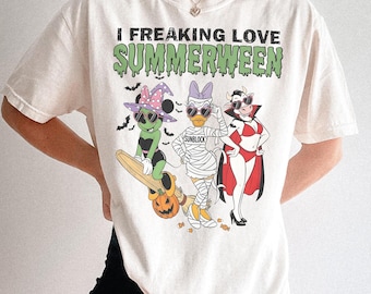 Freaking Love Summerween Shirt, Funny Disney Halloween Beach Tee, Mickey Friends Summer Halloween Graphic T-Shirt, Spooky Vacation Top Gift