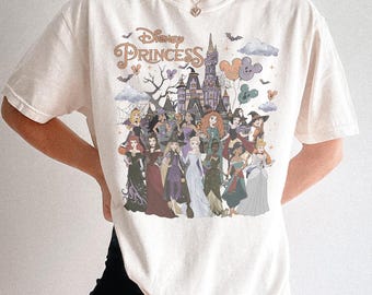 Retro Disney Princess Halloween Comfort Colors Shirt, Spooky Castle Princess Tee, Disneyland Princess Shirt, Disneyworld Trip Shirt