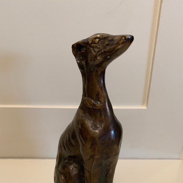 Vintage Bronze Brass Metal  Greyhound or Whippet Statue