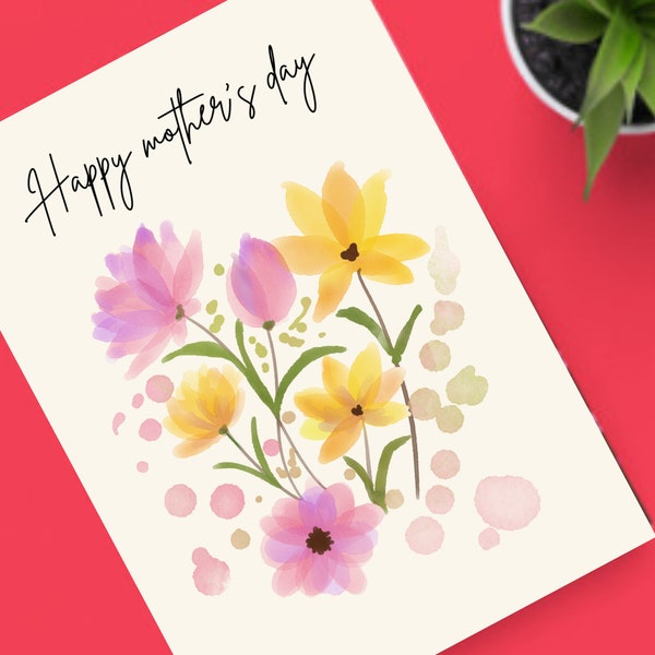 Floral Mother's Day Digital Card - #Digital Download #Printable Card #Mom Appreciation #Heartfelt Wishes #Digital Artwork #Instant Download