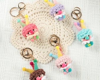 Custom Crochet Clown Plush Keychain Cute Clown Keychain Personalized Bag Charm Handmade Joy Crochet Clown Ornament Clowns Love Novelty Gift