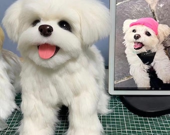 Custom Dog Plush Replica: Poseable Pet Memorial, Handmade Realistic Keepsake