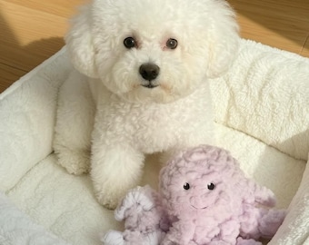 Brinquedo de polvo fofo e com apito para cães, brinquedo de pelúcia interativo para puxar, brinquedo macio para mastigar, brinquedo de enriquecimento para filhotes, presente fofo para animais de estimação
