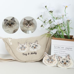 Benutzerdefinierte gestickte Haustier-Gesicht Porträt- Gürteltasche, individuelles Haustier Geschenk, Hundemama Geschenk, Katzenmama, Geschenk für Mutter, personalisierte Hundestickerei