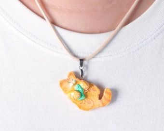 Custom Pet Portrait Necklace from Photo: Hand-Painted Clay Keepsake