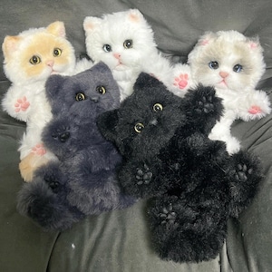 Custom Cat Replica Fluffy Cute Cat Plush Realistic Kitten Toy Personalized Stuffed Animal Cat Memorial Gift for Her Pipe Cleaner Cat on Palm