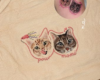 Custom EMBROIDERED Pet Portrait Canvas Tote, Custom Dog Portrait, Dog Bag, Beach Bag, Dog Mom Gift, Cat Lover Gift, Personalized PET Gifts