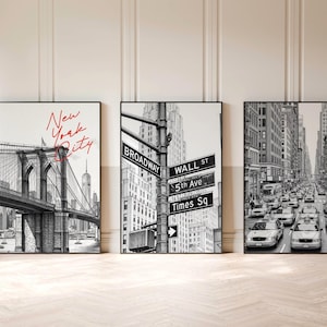3 Set Prints New York Digital Download Brooklyn Bridge Travel Prints, Wall Art Decor, NYC Poster Set Travel Gift, Instant Digital Download