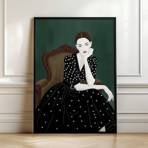 Green Abstract Woman Large Wall Art People Contemporary Artwork Minimalist Print Living Room Woman Wall Art Print Digital Download