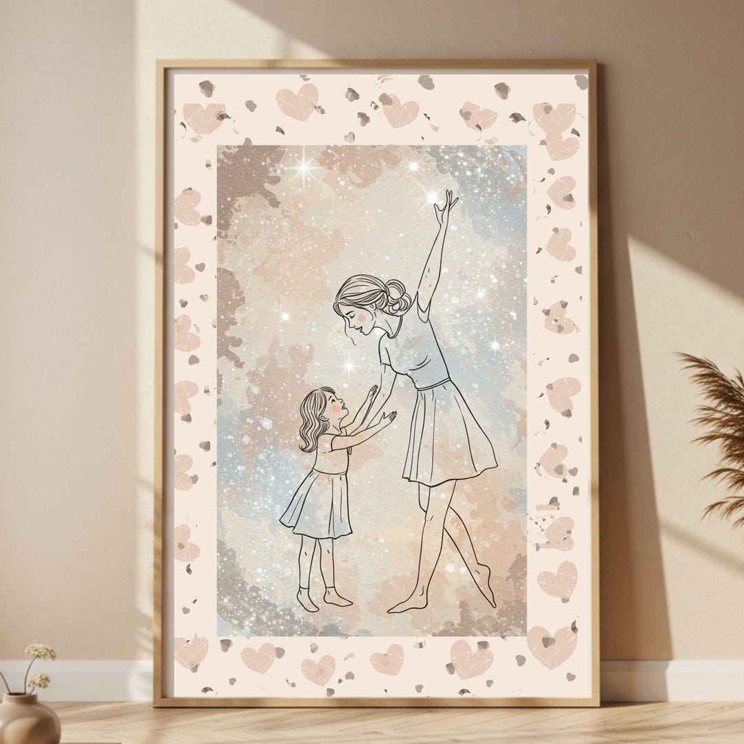 Mother Daughter Wall Art Mom and Girl Print Nursery Kids Room Decor ...
