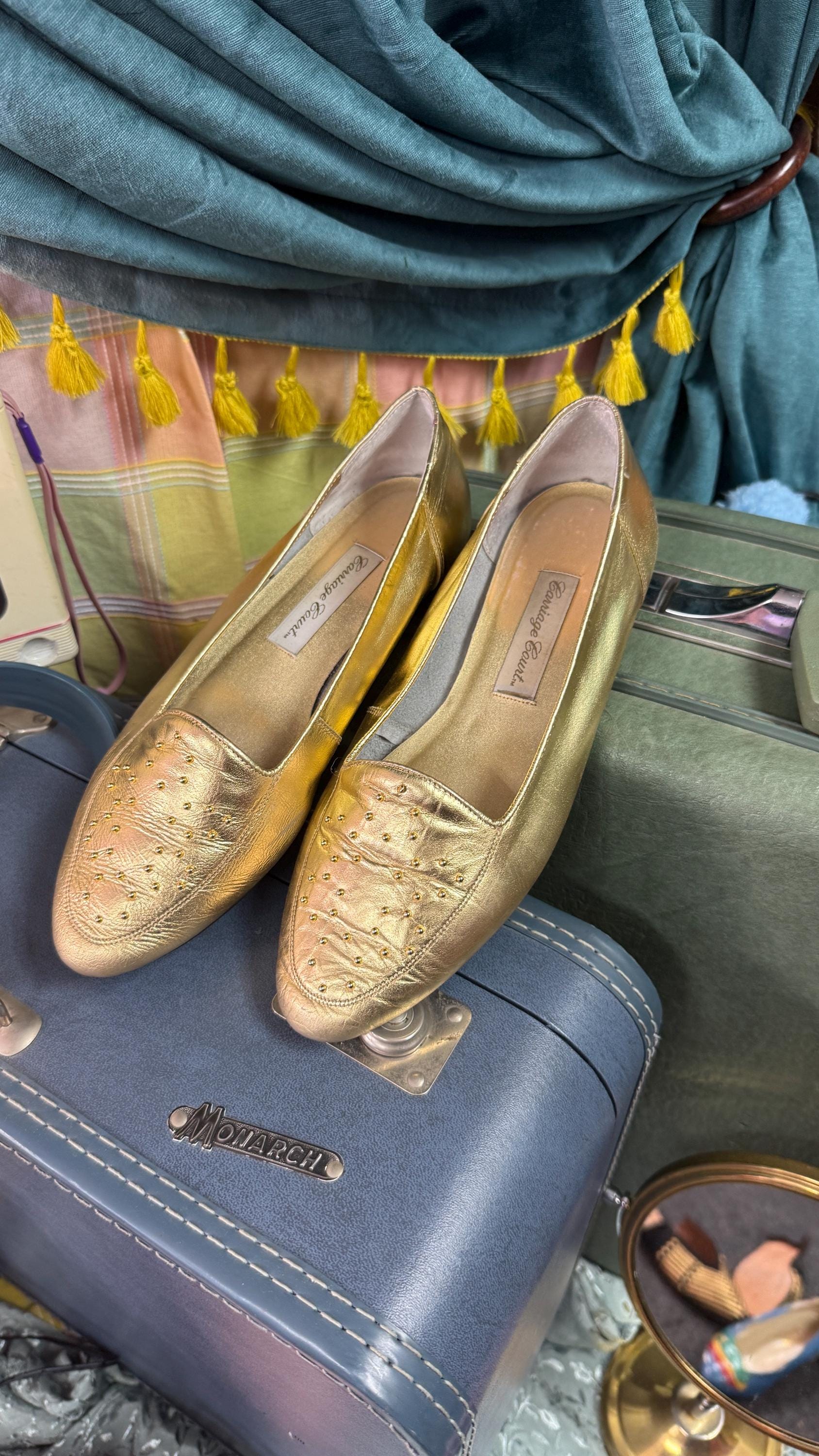 Gold Studded Loafers - Etsy Gold Studded Loafers - Etsy