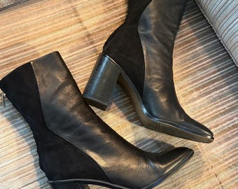 Bottes Franco Sarto en cuir noir et daim avec talon - Pointure 8,5