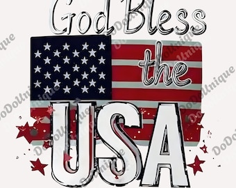 God Bless America Digital, 4th of July Tee, USA Flag png, Christian American png, Religious Gift, Independence Day Gift