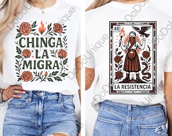 Chinga La Migra png, La Resistencia Latinx png, Abolish Ice Protest png, Latina Activist Loteria Digital, Chinga La Migra